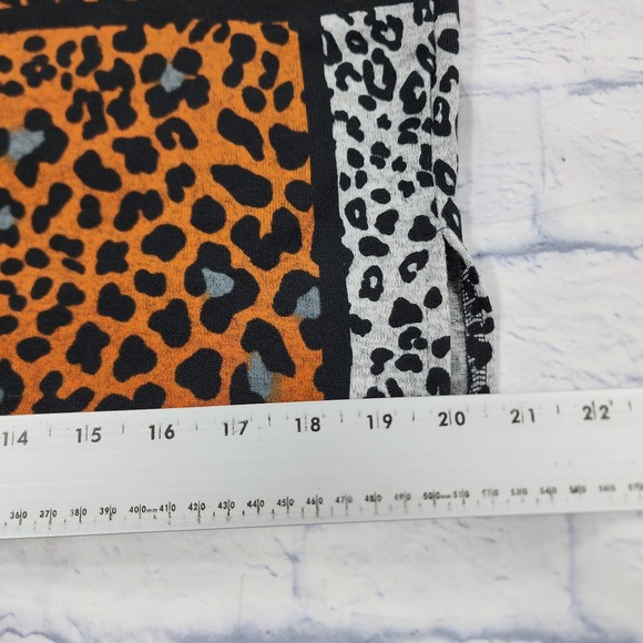 Thomas & Olivia WOMENS SIZE L Cowl Neck Knit Top Black White Patchwork Print - Picture 4 of 10